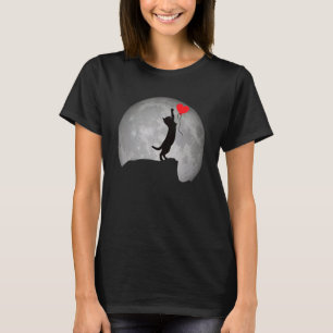 Camiseta Silhueta de Gato na Lua Cheia com um Coração. Boni