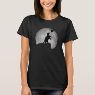 Camiseta Silhueta de Gato na Lua Cheia com um Coração. Boni