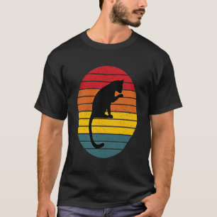 Camiseta Silhueta de Gato Pôr do Sol Vintage Retro