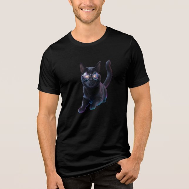 Camiseta Silhueta de Gato Preto (Frente)