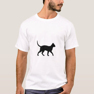 Camiseta Silhueta de Gato Preto Caminhando