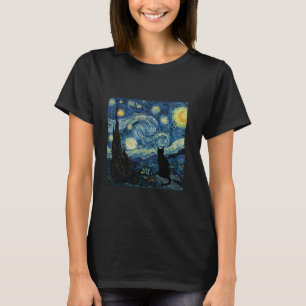 Camiseta Silhueta de Gato Preto Ousada Estilo de Arte de Va