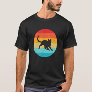 Camiseta Silhueta de Gato Retro Vintage Pôr do Sol 70s 80s