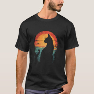 Camiseta Silhueta de Gato Vintage