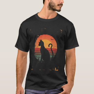 Camiseta Silhueta de Gato Vintage