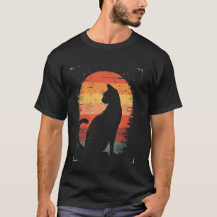 Camiseta Silhueta de Gato Vintage