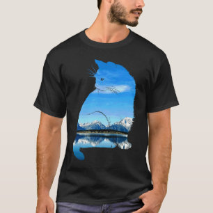 Camiseta Silhueta de Gatos Montanha Fofa Gatos
