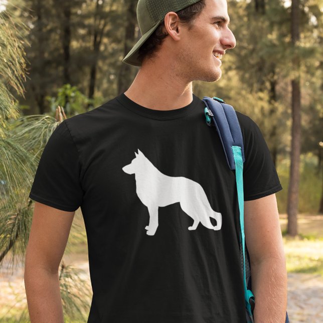 Camiseta Silhueta de German shepherd Branco (Criador carregado)