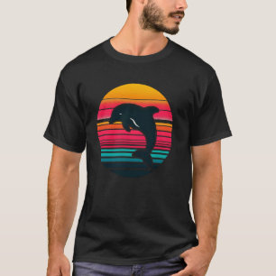 Camiseta Silhueta de Golfinho Retro Animal Marinho Baleia G