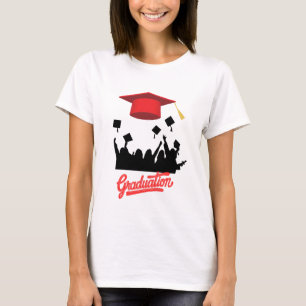 Camiseta Silhueta de Graduação Negrito com Alegria de Boné 