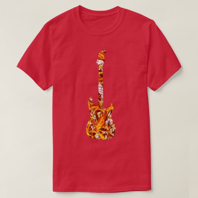 Camiseta Silhueta de guitarra amarela em branco (Frente do Design)