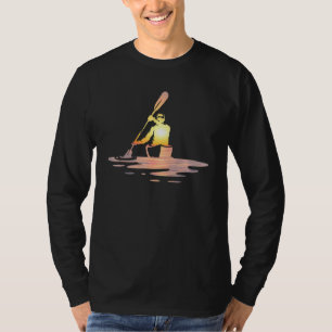 Camiseta Silhueta de homem de caiaque remando Caiaqueiro Em