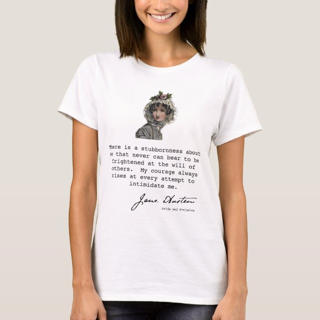 Camiseta silhueta de Jane Austen e citação de livros, (Frente)