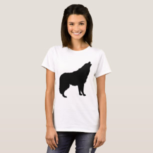 Camiseta Silhueta de Lobo Uivando