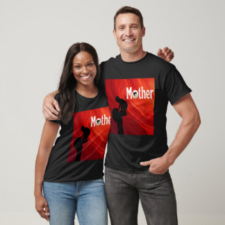 Camiseta Silhueta de Mãe Amorosa com Planeta e Coração Des