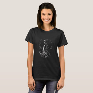 Camiseta Silhueta de Mulher Elegante em Desenho de Linha de
