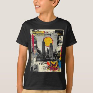 Camiseta silhueta de nova york punk grunge vintage retrô gr