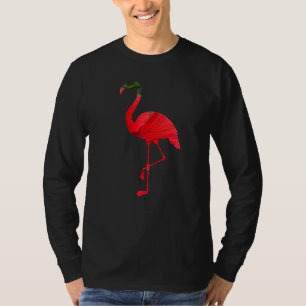 Camiseta Silhueta de Pássaro Flamingo com Flor de Hibisco V