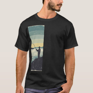 Camiseta Silhueta de Pesca Vintage à Beira do Lago