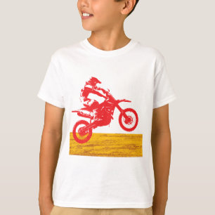 Camiseta Silhueta de Piloto de Moto de Motocross Vermelha