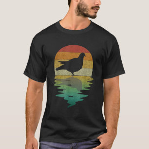 Camiseta Silhueta de Pombo de Pássaro Pôr do Sol Retro Vint