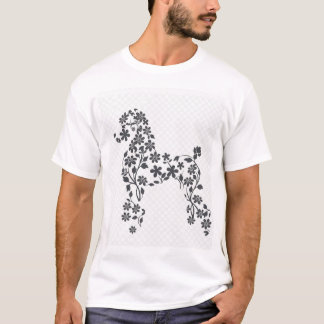 Camiseta Silhueta de Poodle Floral Elegante - Arte de Cacho