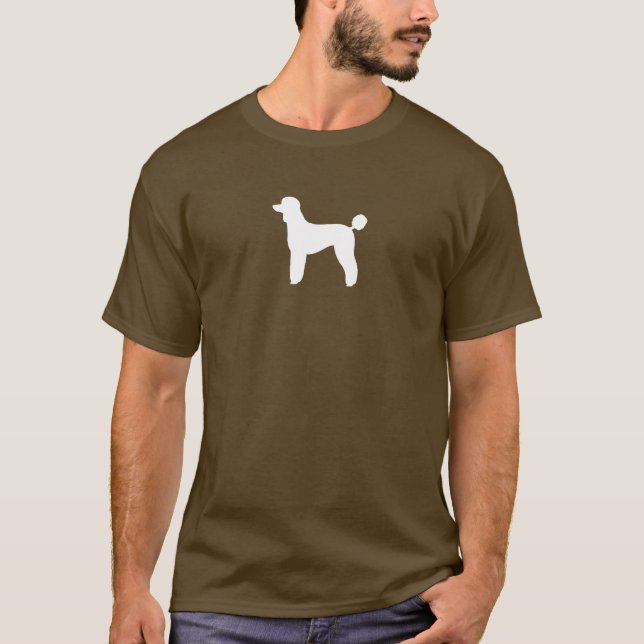 Camiseta Silhueta de Poodle Padrão Branco| Raça Cão (Frente)