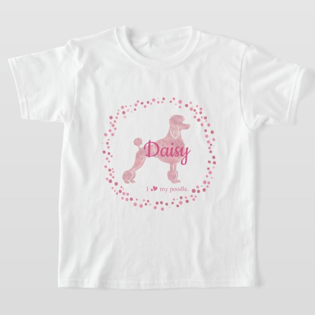 Camiseta Silhueta de Poodle Rosa Personalizada (Postura )