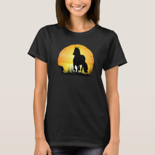 Camiseta Silhueta de Raça de Cavalo Pôr do Sol Andaluz