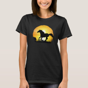 Camiseta Silhueta de Raça de Cavalo Sunset Puro-Sangue