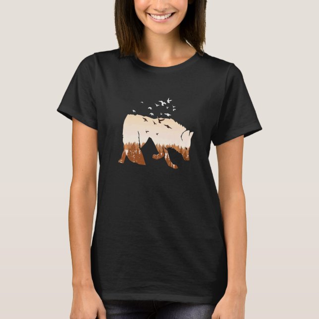 Camiseta Silhueta de raposa caçadora de raposa Natureza a c (Frente)