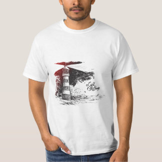 Camiseta Silhueta de Seagull Ilustrada Leve