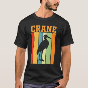 Camiseta Silhueta De Sombra De Crane Em Cores Retrovisores
