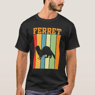 Camiseta Silhueta De Sombra De Ferret Em Cores Retrovisores