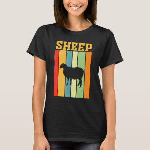 Camiseta Silhueta De Sombra De Ovinos Em Cores Retroativas