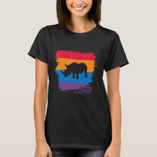 Camiseta Silhueta de Sombra de Rinoceronte com Bandeira Col