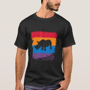 Camiseta Silhueta de Sombra de Rinoceronte com Bandeira Col