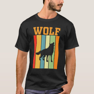 Camiseta Silhueta De Sombra Do Lobo Em Cores Retroativas