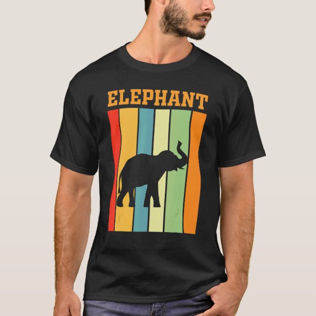Camiseta Silhueta De Sombra Elefante Em Cores Retrovisores (Frente)
