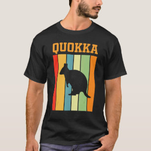 Camiseta Silhueta De Sombra Quokka Em Cores Retro