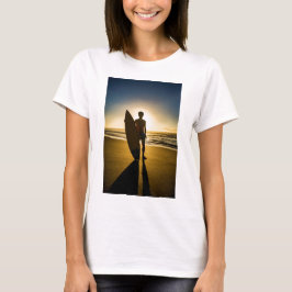 Camiseta Silhueta de surfe durante o nascer do sol