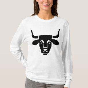 Camiseta Silhueta de Touro Minimalista Cabeça de Boi Preto