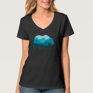 Camiseta Silhueta de Urso Paisagem ao Ar Livre Vida Selvage