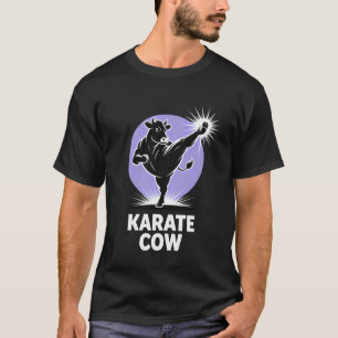 Camiseta Silhueta de Vaca de Karatê Engraçado Clássico Arte