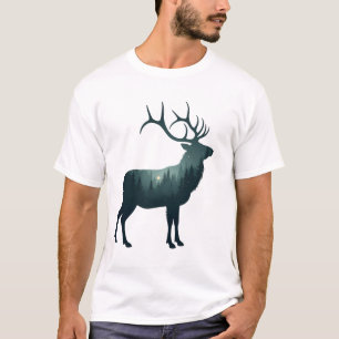 Camiseta Silhueta de Veado Floresta Design da Natureza