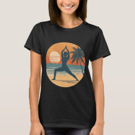 Camiseta Silhueta de Yoga ao Pôr do Sol na Praia | Vida de 