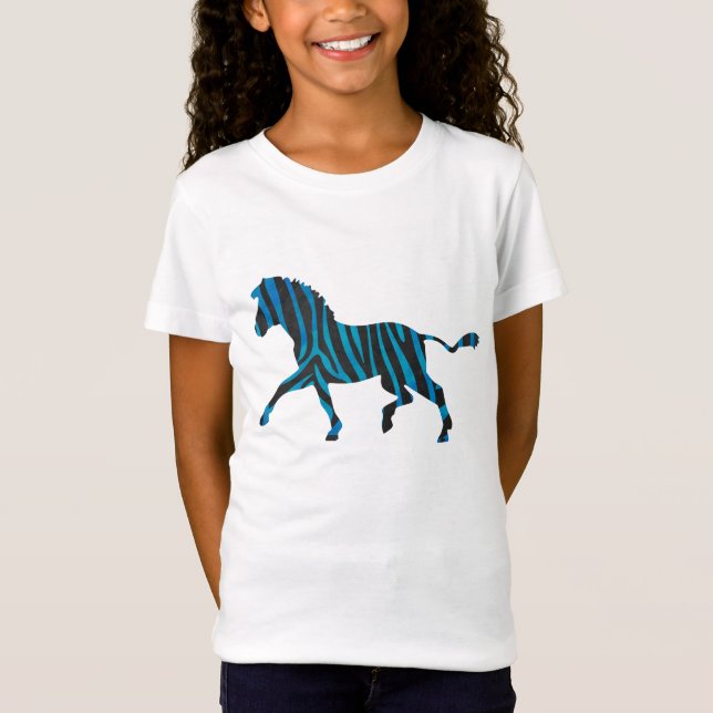Camiseta Silhueta de Zebra Preta e Azul (Frente)