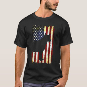 Camiseta Silhueta do Australian Cattle Dog com Bandeira Ame