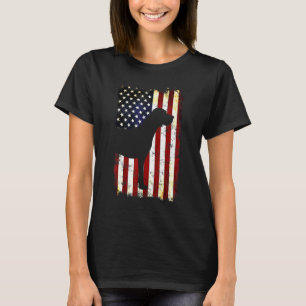Camiseta Silhueta do Cão Leopardo Catahoula Bandeira Americ
