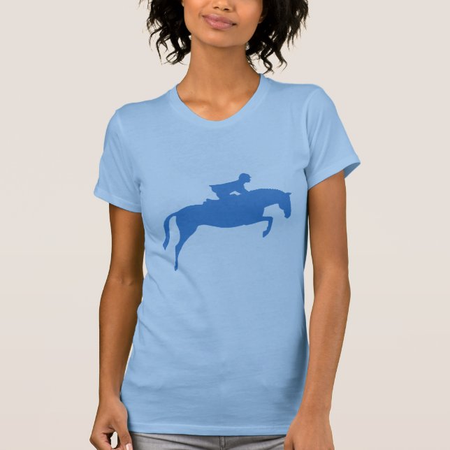 Camiseta Silhueta do cavalo da ligação em ponte (azul) (Frente)